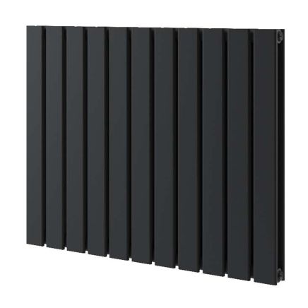Perth Matt Black Double Vertical Flat Panel Radiator 600x816mm