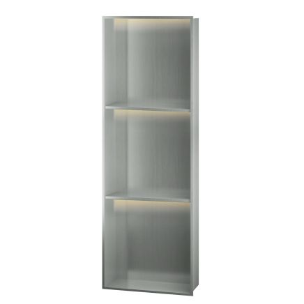Montaro Brushed Chrome LED Recessed Shower Niche with Shelf 300x920mm