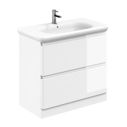 Neon Gloss White Floor Standing Vanity Unit with Lynx Resin Basin 900mm
