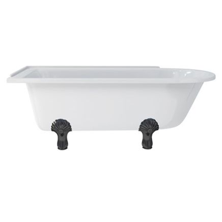 Burlington Hampton Left Handed Showering Bath with Black Luxury Classic Feet 1700mm