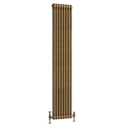Clement Antique Brass Double Vertical Column Radiator - 1800x380mm
