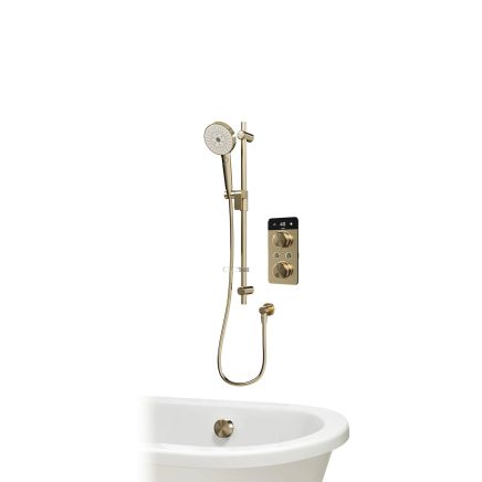 Aqualisa S2 Brushed Gold Smart Digital Shower Dual Outlet (Slide Rail Kit with Bath Filler) HP/Combi