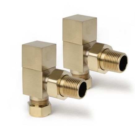 Square Angled Pair of Radiator Valves Spec Drawing
