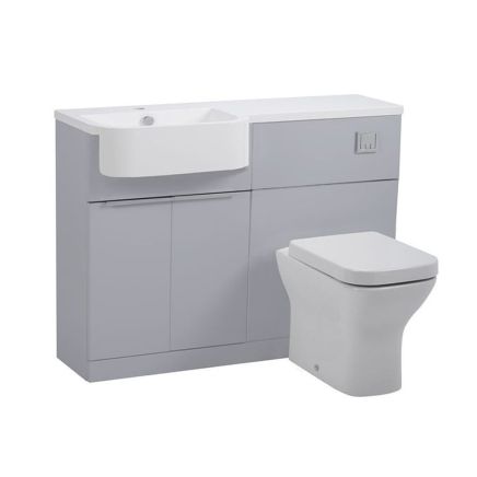 Tavistock Match Gloss Light Grey Left Hand Combination Vanity Basin & WC Unit 1200mm