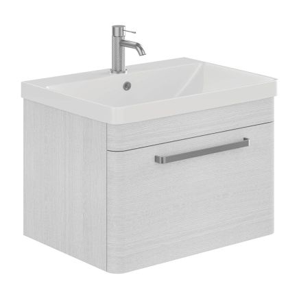 Esk White Wall Hung Vanity Unit and Basin with Brushed Nickel Handles 800mm