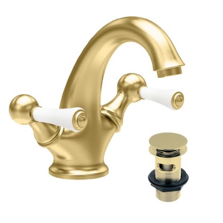 Warwick Brushed Gold Traditional Basin Mono Tap