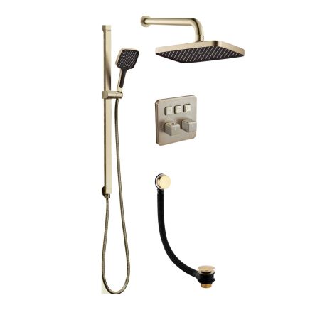 Flint Triple Outlet Concealed Valve Shower Pack - Champagne Gold