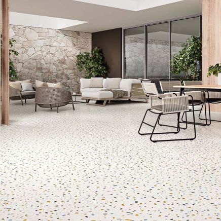 Soprano Blanco Matt Terrazzo Porcelain Tile 1000x1000mm
