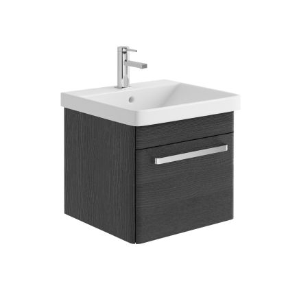 Esk Black Wall Hung Vanity Unit and Basin with Chrome Handles 500mm