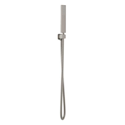 Liva Brushed Nickel Square Shower Handset & Holder with Built-In Outlet