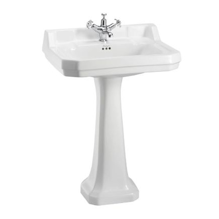 Burlington Edwardian Large Square Basin & Pedestal 1 Tap Hole
