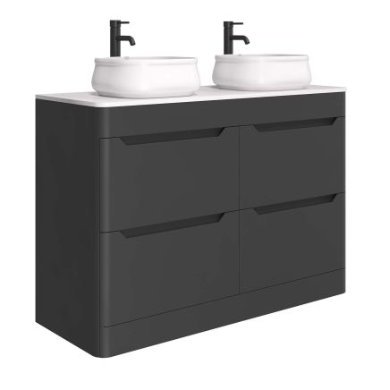 Ellis Floor Standing 1200mm Vanity Unit in Matt Black with White Worktop