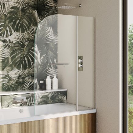 Moxby Double Curved Bath Screen with Towel Rail