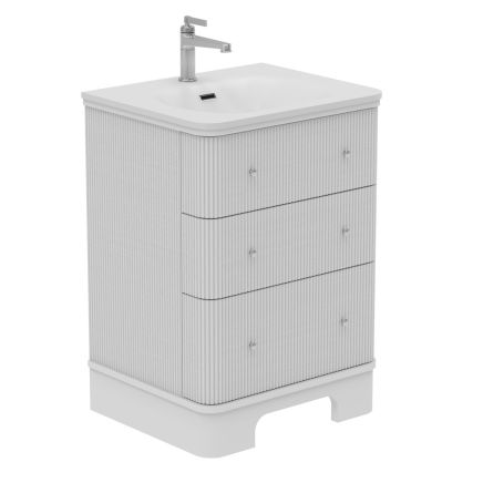 Hayward White Ribbed Floor Standing Vanity Unit 600mm
