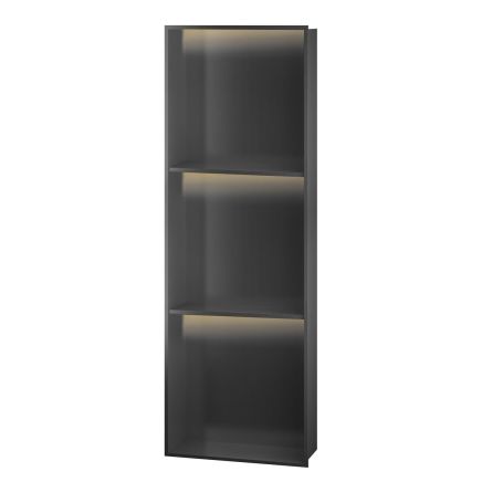 Montaro Matt Black LED Recessed Shower Niche with Shelf 300x920mm