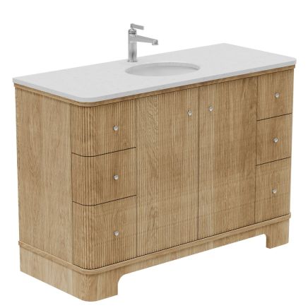 Hayward Natural Oak Ribbed Floor Standing Vanity Unit 1200mm