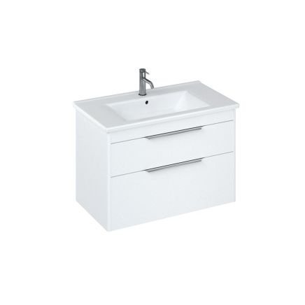 Britton Shoreditch Matt White Double Drawer Wall Hung Vanity Unit with Square Basin 850mm