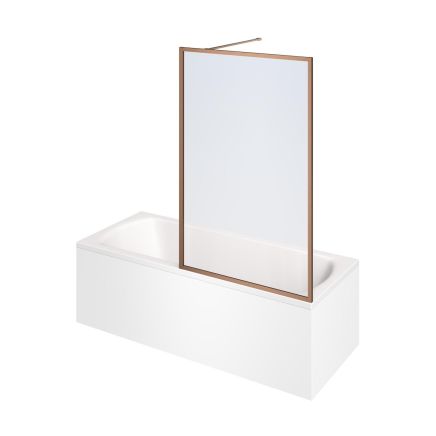 Amien Brushed Bronze Framed Clear Glass Bath Screen - 1500x800mm