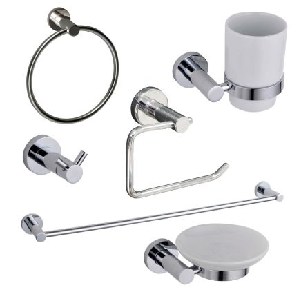 Round Chrome 6-Piece Bathroom Accessory Set