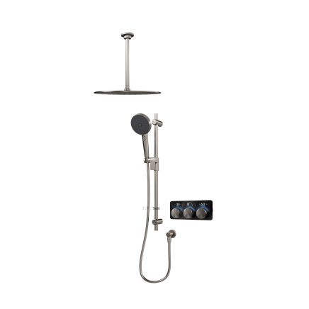 Aqualisa S3 Gunmetal Smart Digital Shower Dual Outlet (Slide Rail Kit with Fixed Ceiling Head) HP/Combi