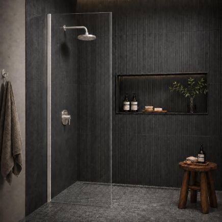 Royle Nickel Wetroom Glass Screen End Panel 680mm