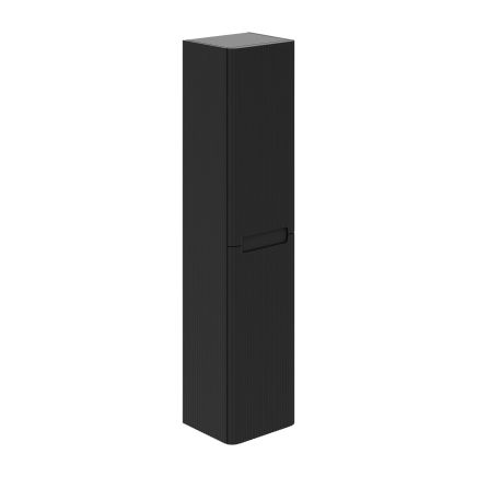 Soar Ribbed Black Wall Mounted Tall Storage Cabinet