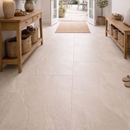 Angelo Bone Stone Effect Porcelain Tile 1200x600mm 209712 roomset