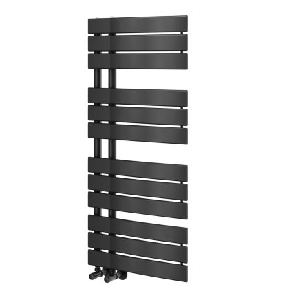 Tarvos Matt Black Heated Towel Rail - 1080x550mm