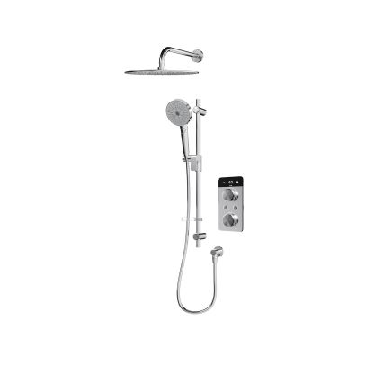 Aqualisa S2 Chrome Smart Digital Shower Dual Outlet (Slide Rail Kit with Fixed Wall Head) Gravity Pumped