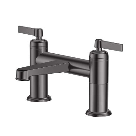 Downton Brushed Gunmetal Ribbed Bath Filler Tap Brushed