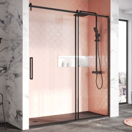 Ryland Black Sliding Shower Door 1500mm