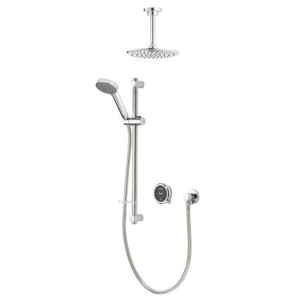 Aqualisa Quartz Touch Concealed Smart Shower With Adjustable Head and Fixed Ceiling Head - Gravity Pumped