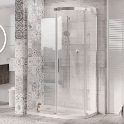 Solet Chrome Right Hand Single Sliding Door Quadrant Shower Enclosure 1400x800mm