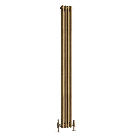 Clement Antique Brass Double Vertical Column Radiator - 1800x200mm