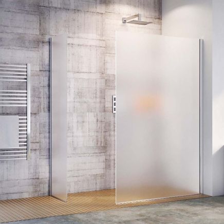 Oxford Chrome Frosted Glass Walk-In Wetroom Shower Screen 1180mm