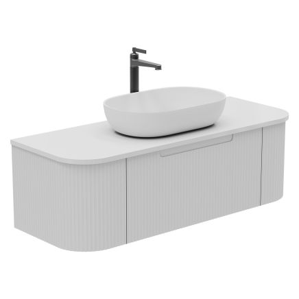 Soar Ribbed White Wall Hung Vanity Unit and White Worktop 1200mm