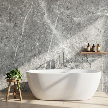 Bushboard Nuance White Lightening Fossil Tongue & Groove Waterproof Shower Wall Panel 1200mm