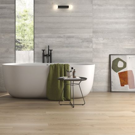Madera Haya Matt Porcelain Wood Tile in Bathroom