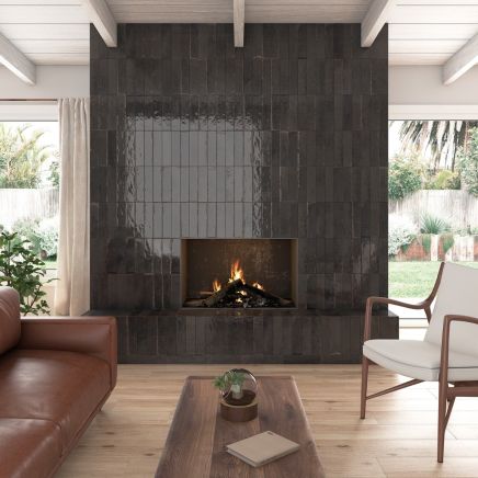 Bergamo Black Porcelain Brick Tile 75x300mm