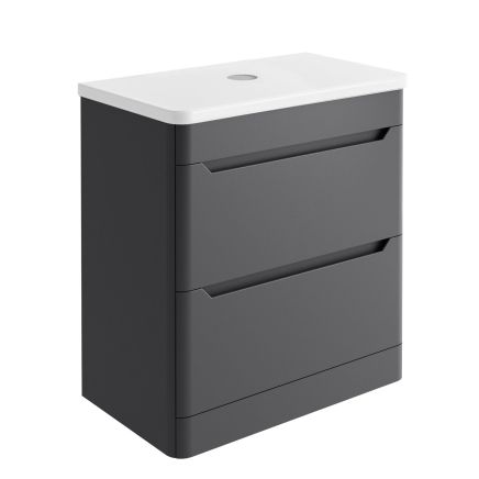 Ellis Floor Standing 800mm Vanity Unit in Charcoal Grey with White Worktop