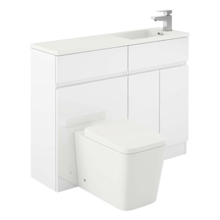 Hudson Gloss White Combination Vanity Basin & WC Unit 1000mm