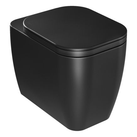 Micheli Matt Black Rimless Back to Wall Toilet with Soft Closing Seat
