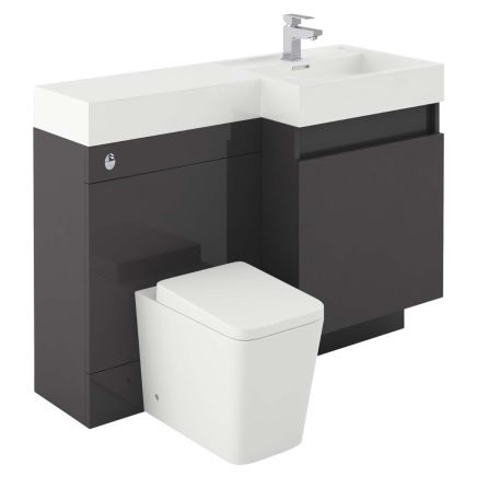 Summers Titanium Grey Right Hand Combination Vanity Basin and WC Unit 1200mm