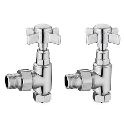 Crosshead Chrome Angled Pair of Radiator Valves