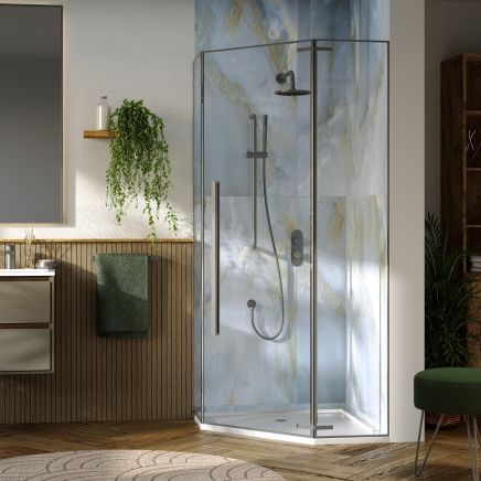 Penta Gunmetal Hinged Shower Enclosure 900x900mm