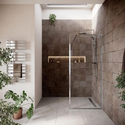 Amien Chrome Clear Glass Shower Screen 880mm