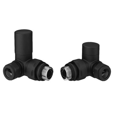 Round Black Corner Pair of Radiator Valves