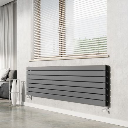 Perth Grey Single Horizontal Flat Panel Radiator 610x1600mm
