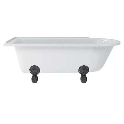 Burlington Hampton Left Handed Showering Bath with Black Luxury Arc Feet 1700mm