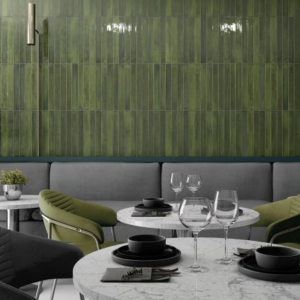 Capri Green Gloss Ceramic Brick Tile - 400x50mm